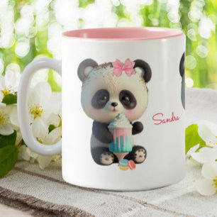 Caneca De Café Em Dois Tons Bela Panda Personalizada