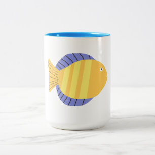 Caneca De Café Em Dois Tons bela pintura de peixes