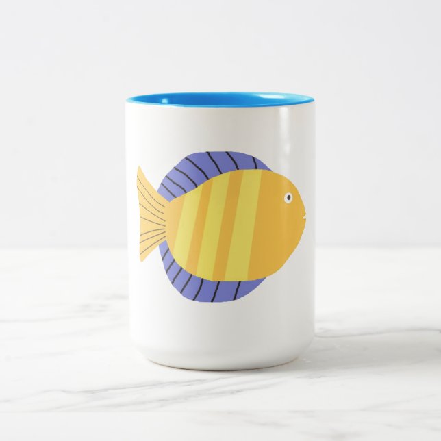 Caneca De Café Em Dois Tons bela pintura de peixes (Centro)