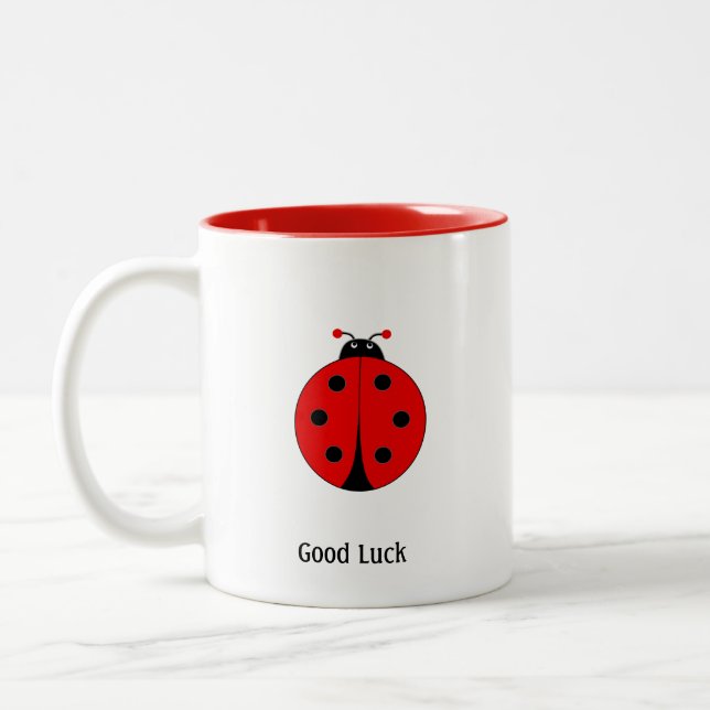 Caneca De Café Em Dois Tons Bela Sorte Joaninha (Esquerda)
