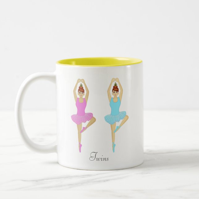 Caneca De Café Em Dois Tons Belas bailarinas de balé gêmeas (Esquerda)