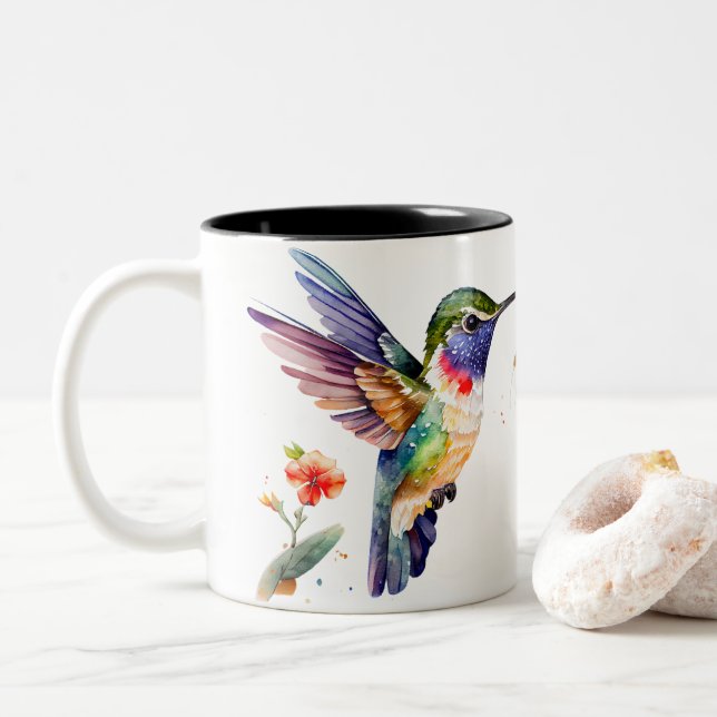 Caneca De Café Em Dois Tons Belas e engraçadas aves para as aves (Com Donut)