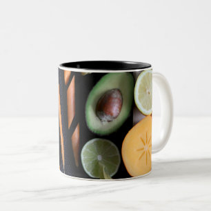 Caneca De Café Em Dois Tons Belas Frutas E Vegetais