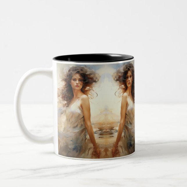 Caneca De Café Em Dois Tons Beleza do Windblown: Aquarela Expressiva (Esquerda)