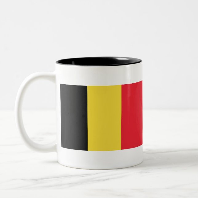 Caneca De Café Em Dois Tons Belgien - Belgique - België - Bélgica Flag (Esquerda)