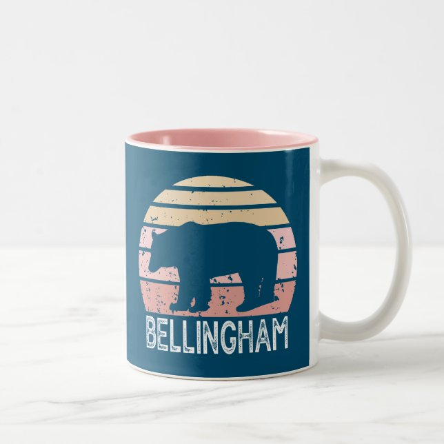 Caneca De Café Em Dois Tons Bellingham Washington Retro Bear (Direita)