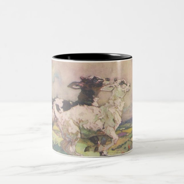 Caneca De Café Em Dois Tons Belo Bebê Goats Mug (Centro)