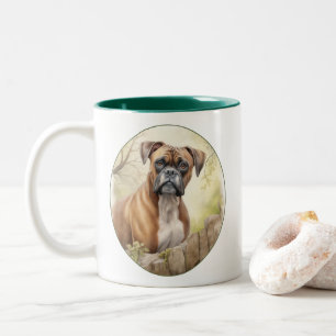 Caneca De Café Em Dois Tons Belo Cachorro Boxer