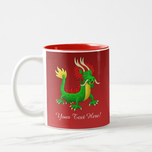 Caneca De Café Em Dois Tons Belo Dragão Chinês (Esquerda)