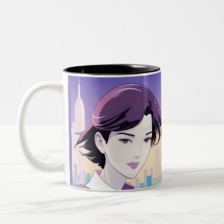 Caneca De Café Em Dois Tons Belo estilo de Nova Iorque de animadora