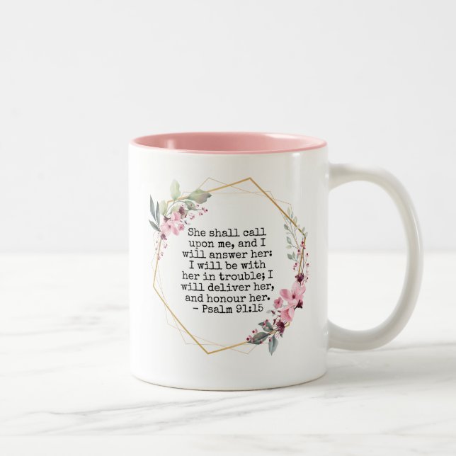 Caneca De Café Em Dois Tons Belo Flor Salmo 91 Coffee Mug (Direita)