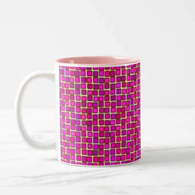 Caneca De Café Em Dois Tons Belo padrão de Azulejo Abstrato a rosa (Esquerda)
