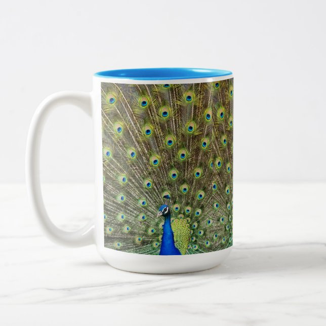 Caneca De Café Em Dois Tons Belo pássaro pavão (Esquerda)