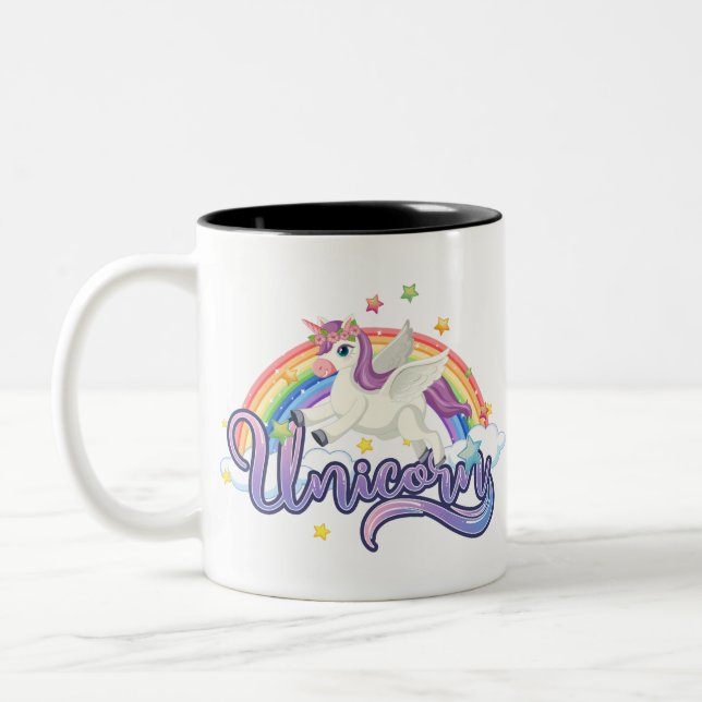 Caneca De Café Em Dois Tons Belo Rainbow Unicorn (Esquerda)