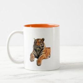 Caneca De Café Em Dois Tons Belo Tigre de Bengala Rosto e Foto de Pinças
