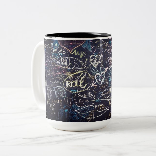 Caneca De Café Em Dois Tons Belos grafites (Frente Esquerda)