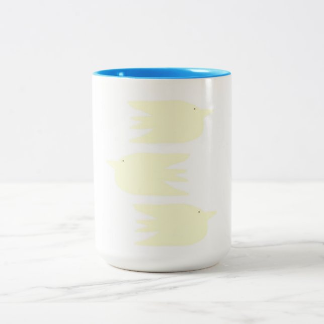 Caneca De Café Em Dois Tons belos pombos pintando arte (Centro)