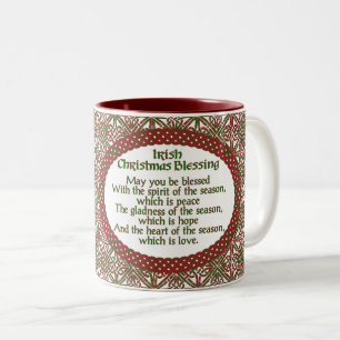 Caneca De Café Em Dois Tons Bênção irlandesa do Natal, feriado celta verde