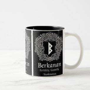 Caneca De Café Em Dois Tons Berkanan Rune/Fertilidade/Versão Negra