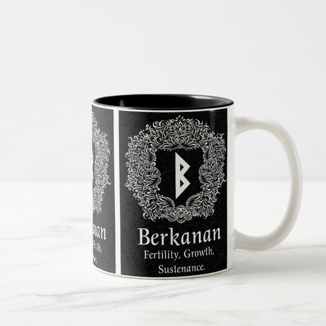 Caneca De Café Em Dois Tons Berkanan Rune/Fertilidade/Versão Negra (Direita)