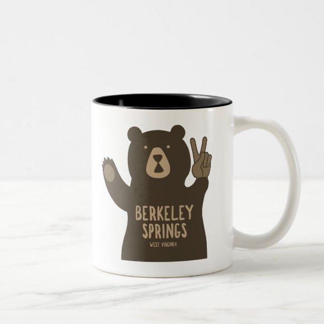 Caneca De Café Em Dois Tons Berkeley Springs West Virginia Urso da Paz (Direita)