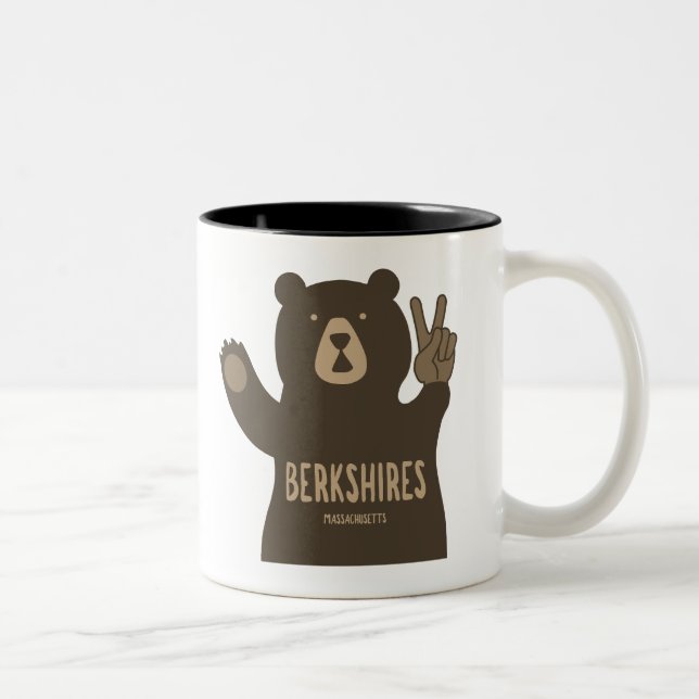 Caneca De Café Em Dois Tons Berkshires Massachusetts Peace Bear (Direita)