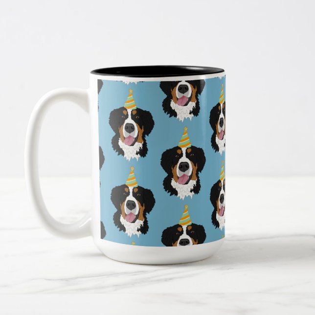 Caneca De Café Em Dois Tons Bernarês Mountain Dog Birthday (Esquerda)