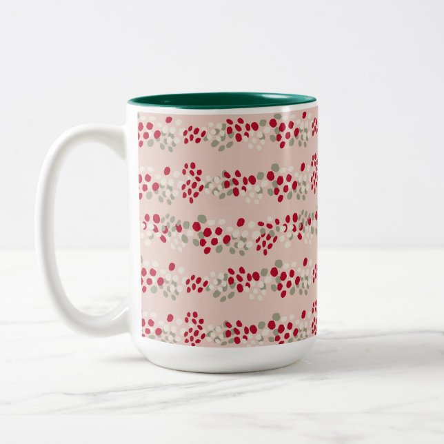 Caneca De Café Em Dois Tons Berries de Natal Vermelho e Rosa (Esquerda)