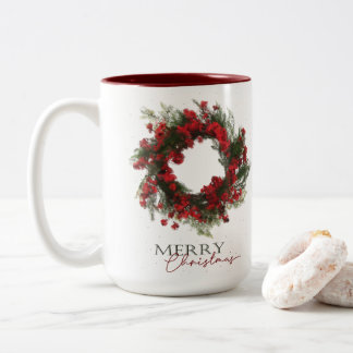 Caneca De Café Em Dois Tons Berry Wreath Merry Christmas Mug