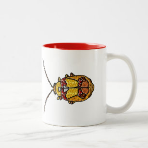 Caneca De Café Em Dois Tons Besouro de Folha Vermelho