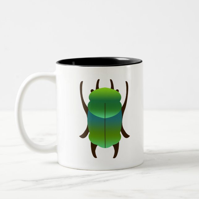 Caneca De Café Em Dois Tons Besouro Jóia Azul e Dourado (Esquerda)