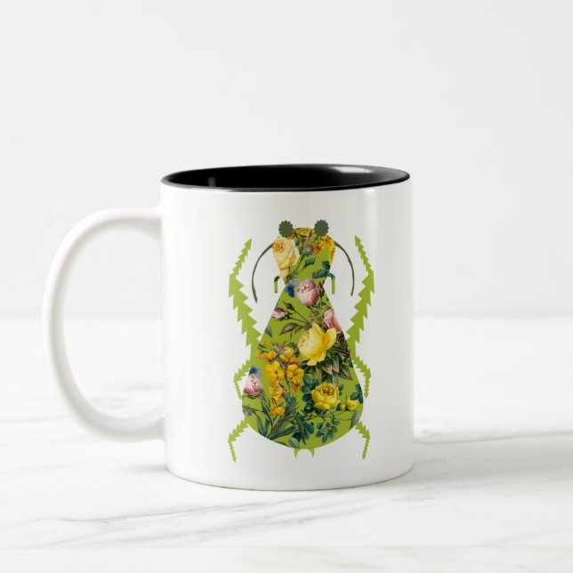 Caneca De Café Em Dois Tons Besouro verde estranho (Esquerda)