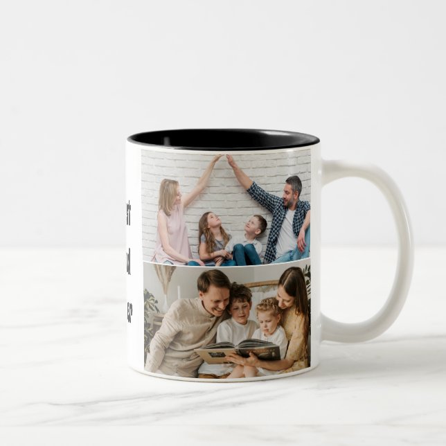 Caneca De Café Em Dois Tons Best Dad Ever 5 Photo Collage (Direita)