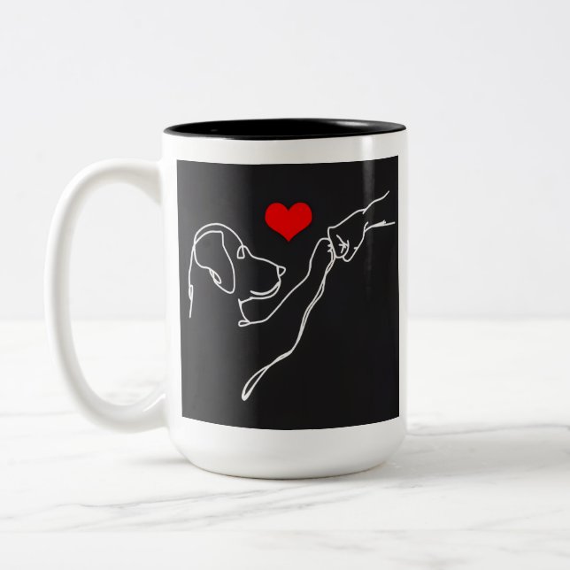 Caneca De Café Em Dois Tons Best Friends Hand and Dog Line Art Pullover (Esquerda)