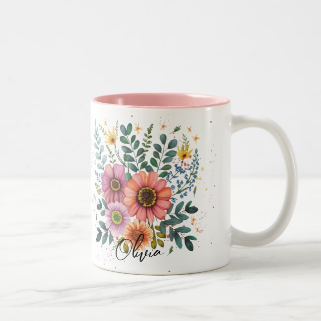 Caneca De Café Em Dois Tons Best Grandma Ever Personalized (Direita)