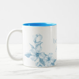 Caneca De Café Em Dois Tons Best Mom Ever Blue Floral Mug