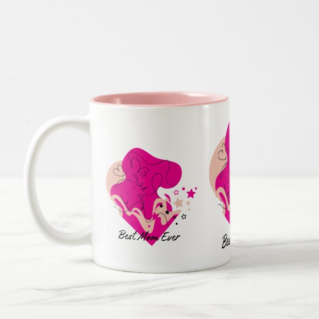 Caneca De Café Em Dois Tons Best mom Ever Colourful Design (Esquerda)