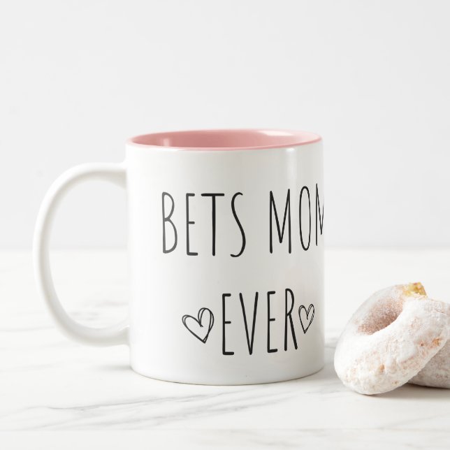 Caneca De Café Em Dois Tons Best MOM Ever Personalized (Com Donut)
