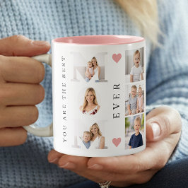 Caneca De Café Em Dois Tons Best Mom Ever Photo Collage & We Love You