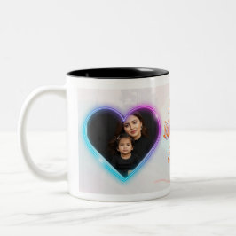 Caneca De Café Em Dois Tons Best Mom Ever Two Photo Collage Neon Glow Ceramic 