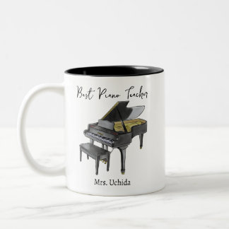 Caneca De Café Em Dois Tons Best Piano Teacher Custom Name Grand Piano gift
