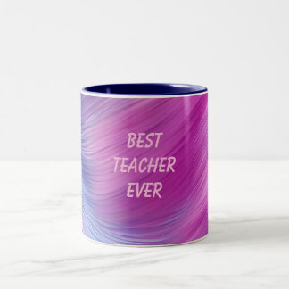 Caneca De Café Em Dois Tons Best Teacher Ever Pastel Swirl