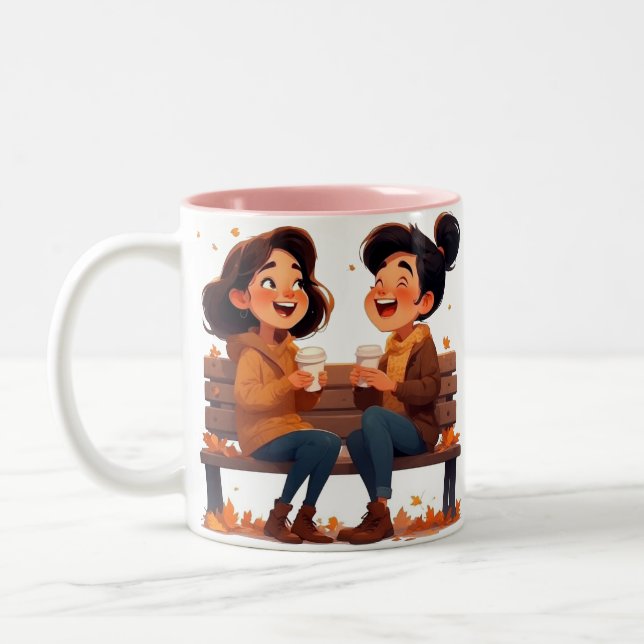 Caneca De Café Em Dois Tons Beste Freundinnen-Tasse - Gemeinsam Lachen & Kaffe (Esquerda)