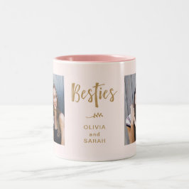 Caneca De Café Em Dois Tons Besties | Melhores Amigos Duas Fotografias e Texto