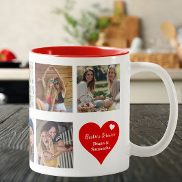 Caneca De Café Em Dois Tons Besties para sempre, Foto e Coração Personalizadas