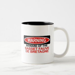 Caneca De Café Em Dois Tons Beware de Basset Fauve De Bretagne