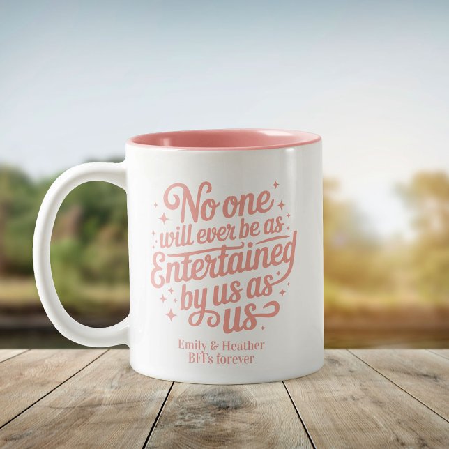 Caneca De Café Em Dois Tons BFFs Engraçado Bestie Amizade Suave (Criador carregado)