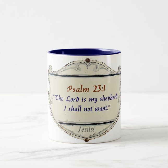 Caneca De Café Em Dois Tons Bible Psalm 23:1 Shield Coffee Mug (Centro)