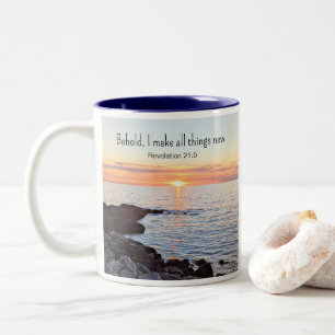 Caneca De Café Em Dois Tons Bíblia de esperança e encorajamento foto do oceano