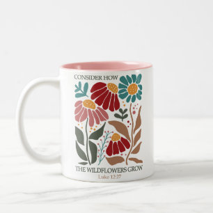 Caneca De Café Em Dois Tons Bíblia de flores silvestres Verso
